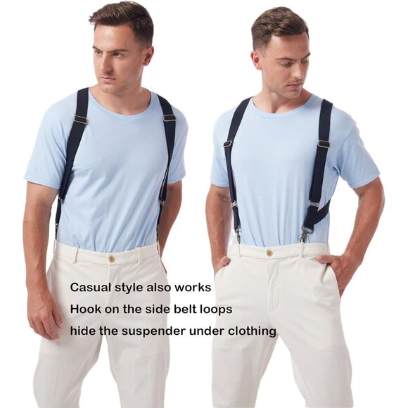 Heavy Duty Suspenders for Men Big Black Tall Comfortable Adjustable Support - Picture 7 of 8